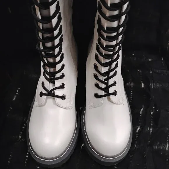 Wild Pair Ryleep Tall Combat Boot White Sz. 6 - Picture 5 of 8